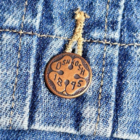 Oshkosh B'Gosh Overalls Bibs 36 Medium Wash Carpenter Farm Ranch Grunge - Picture 10 of 12